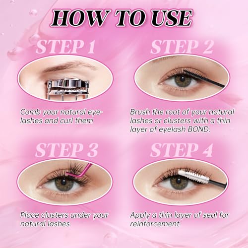 FASLASH Bond and Seal Lash Glue 12ML Lash Cluster Glue Lash Bond and Seal Waterproof Eyelash Glue for Eyelash Extensions Hold 48-72 Hours