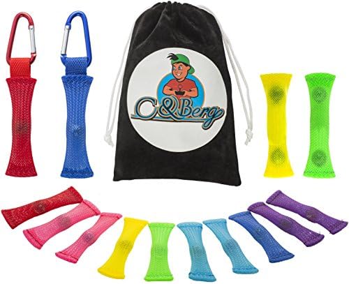 Marble Fidget Toys - 14 Relaxing Therapy Toys, Relieves Stress & Anxiety -Increase Focus for Sensory Kids and Soothing Children & ADHD ADD OCD Autism, 2 Key Holders, 2 Double Marble Toys - by C&Berg