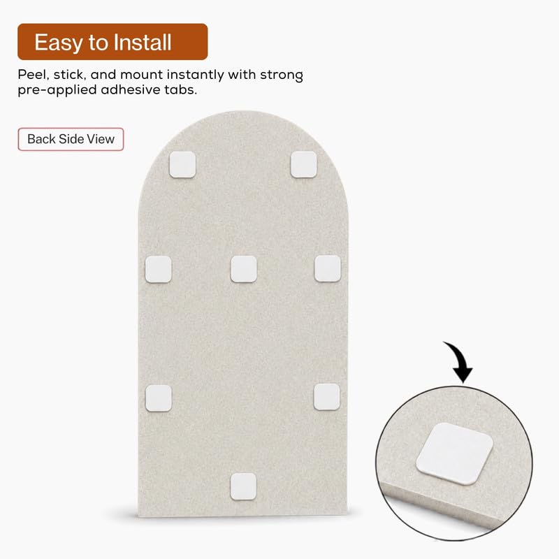 Image of MMT Acoustix Arch Felt Acoustic Wall Panel | Sound Proofing for Room |Premium Acoustic Panel |Pin Board for Wall |Sound Absorbing Panels | Arch Felt Acoustic Wall Panel |Pumice| 120 x 60 cm | 2 Pcs