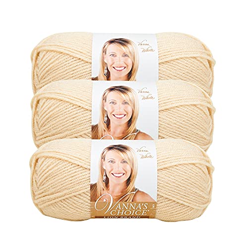 Image of Lion Brand Yarn, Vanna's Choice Crochet Yarn, Beige, Brown, 3 Pack | Everyday Basic Worsted Weight Acrylic Knit & Crochet Fiber for Blankets, Bags, Sweaters, Hats, Scarves