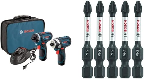 Miniatura 1 de Bosch CLPK27-120 - Kit combinado de 2 herramientas (taladro  destornillador y destornillador de impacto), 12 V de iones de litio, con 2 pilas,