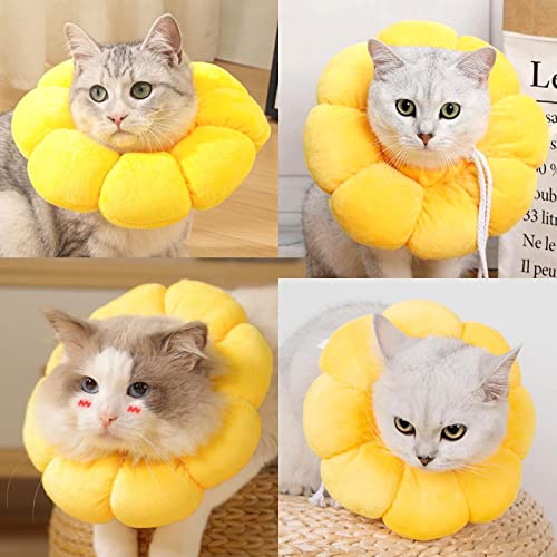 AWAVM 2-piece Cat Cone, Adjustable Sunflower Cat Collar, Recovery Collar, Dog Collar, Anti Licking and Anti Scratching Collar - Image 3