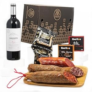 ENRIQUE RECH – Cesta Gourmet para Regalar – Embutidos Artesanal – Vino Tinto Rioja Crianza – Pate Virutas Jamón 70g – Pate Ibérico Pedro Ximenez 70g y 2 Picos de Pan Rustico Obando – Cesta Regalo