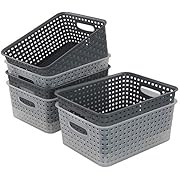 AnnkkyUS 6-Pack Plastic Baskets, Plastic Weave Basket
