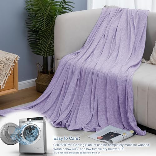 Image of CHOSHOME Cooling Blanket for Hot Sleepers Lightweight Summer Cold Thin Blankets for Sleeping, Hot Flashes Night Sweats, Soft Blanket for Bed, Twin XL Size, Purple