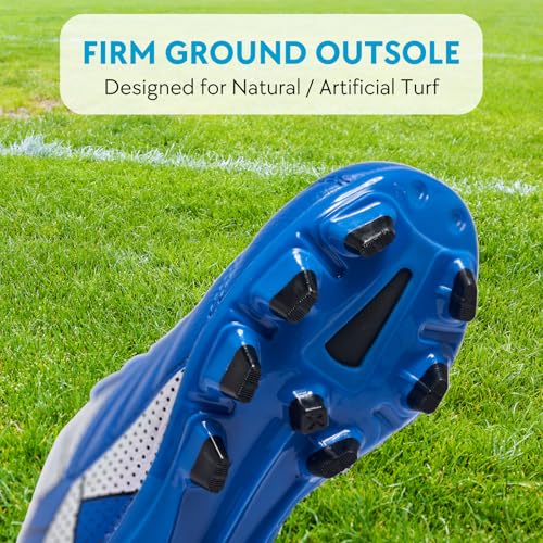 Soccer Cleats for Toddler and Little Kids, FG Lace Up Soccer Shoes, Firm Ground Outsoles for Artificial Turf, 3 Colors3