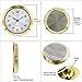 Hicarer 2-1/8 Inch (55 mm) Quartz Clock Insert, Zinc-Alloy Metal Case, Arabic Numeral, White Face (Gold)