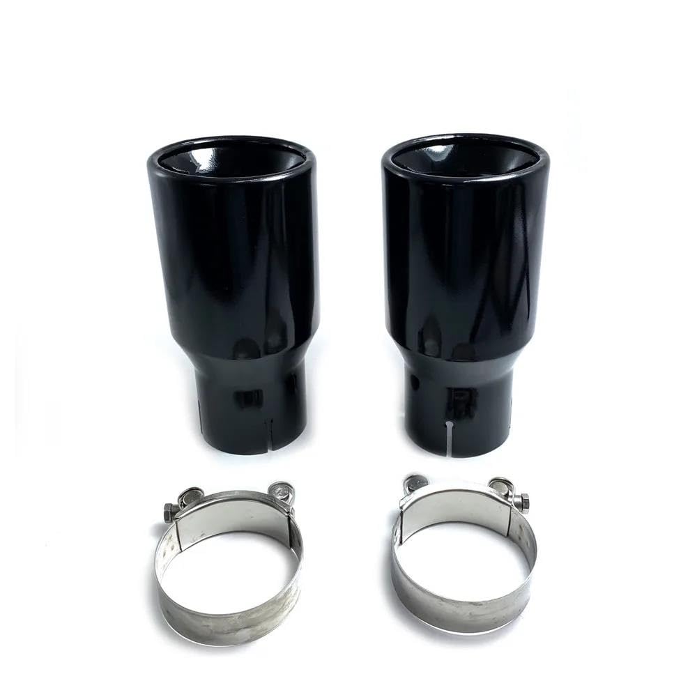 Terminale di Scarico Universale 2.5 "Aspirazione Punta Scarico Tubo Coda Silenziatore Ugello In Acciaio Inox Smussato Vernice Cottura Completa Nero Posteriore Coda Gola(63MM IN-76MM OUT)
