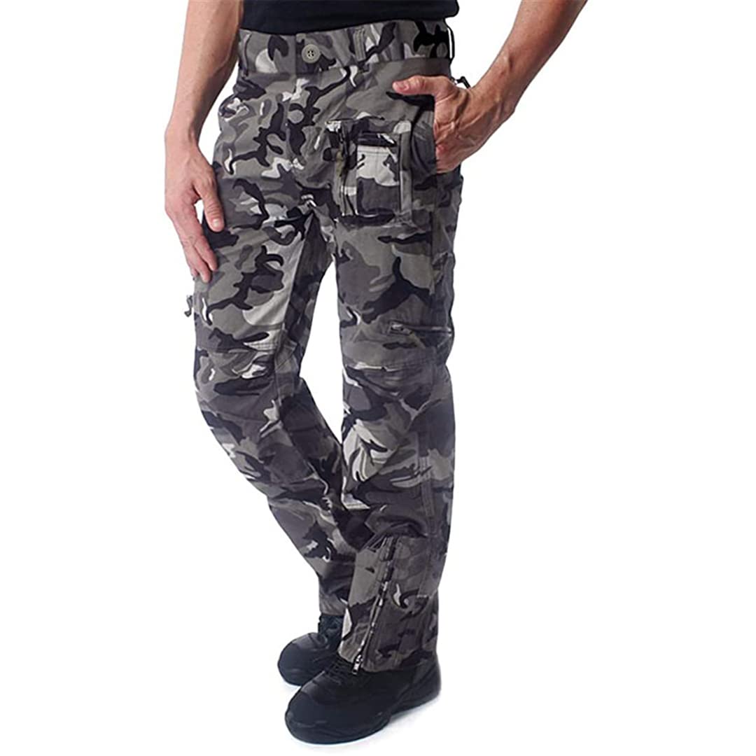 Men's Camo Cargo Work Pants - 8 Pocket Tactical Ripstop