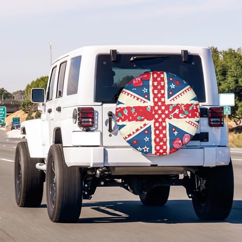 Image of Dujiea Cute British Flag Spare Tire Cover, Universal Wheel Tire Cover Waterproof Dust-Proof Tire Protectors for Trailer Rv SUV Truck Camper and Many Vehicle 14 15 16 17 Inch