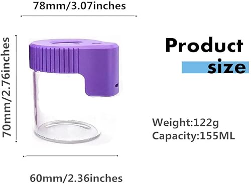 Miniatura 5 de Oweto Tarro de almacenamiento de sello de vidrio transparente LED, botella de vidrio ornamental de lupa iluminada (morado)