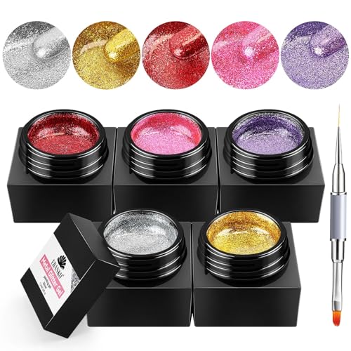 Esmalte de uñas gel con brillo metalizado EBANKU 5 colores miniatura 1
