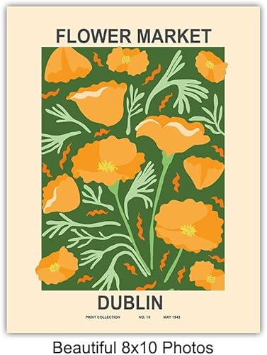 Vista 5 de Flower Market Wall Art Prints - Flower Market Wall Decor - Abstract Minimalist Wall Art - Aesthetic Pictures - Mid Century Modern Gallery Wall Art