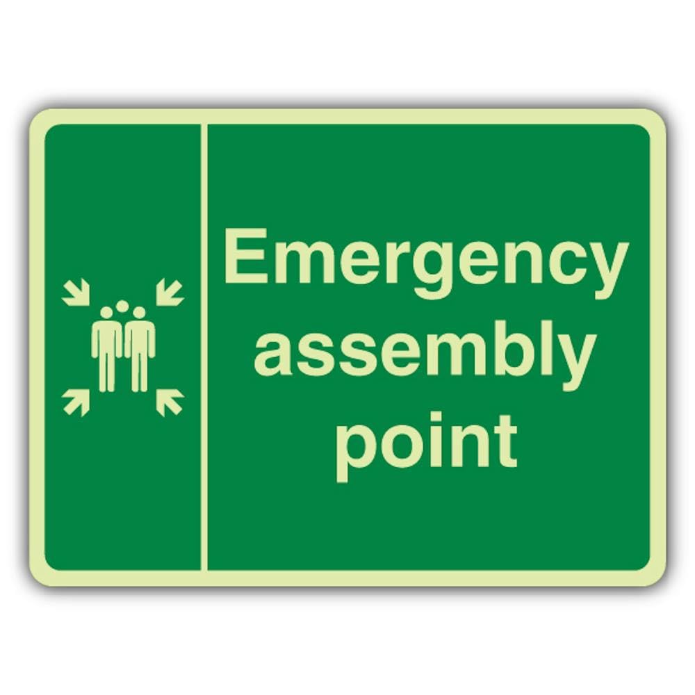 V Safety - Señal de seguridad fotoluminiscente de emergencia con familia, grande, 600 x 450 mm, plástico rígido de 1,2 mm, doble brillo