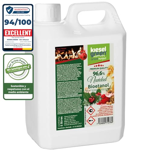 KieselGreen Bioetanol 5 Litros con Fragancia para Chimenea de Etanol, Muchas Variedades – Bioalcohol como Fragancia de Ambiente – Estufas de Bioetanol, Biochimenea Etanol, Ethanol (WE5)