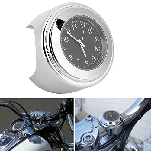 Akozon 22-25mm Universal Motorrad Lenkeruhr Metallmontage Handgriff Bar Zifferblatt Uhr(Schwarzes Zifferblatt)