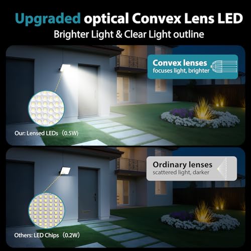 Kolpop Solar Lights Outdoor Garden with Lenses,3 Modes Remote Solar Security Lights Outdoor Motion Sensor, IP65 Waterproof Solar Powered Pir Flood Light for Shed Outdoor Porch Yard Garage, 2 Pack - Image 3