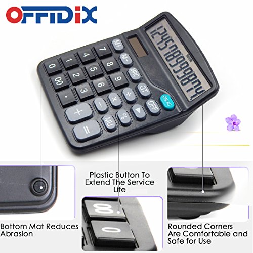 OFFDIX Office Desktop Calculator, Solar and Battery Dual Power Electronic Calculator Portable 12 Digit Large LCD Display Calculator の商品画像 2
