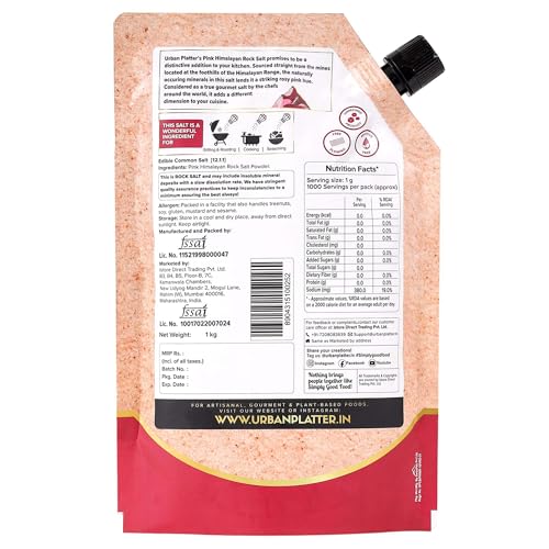 Image of Urban Platter Pink Himalayan Rock Salt Powder, 1Kg