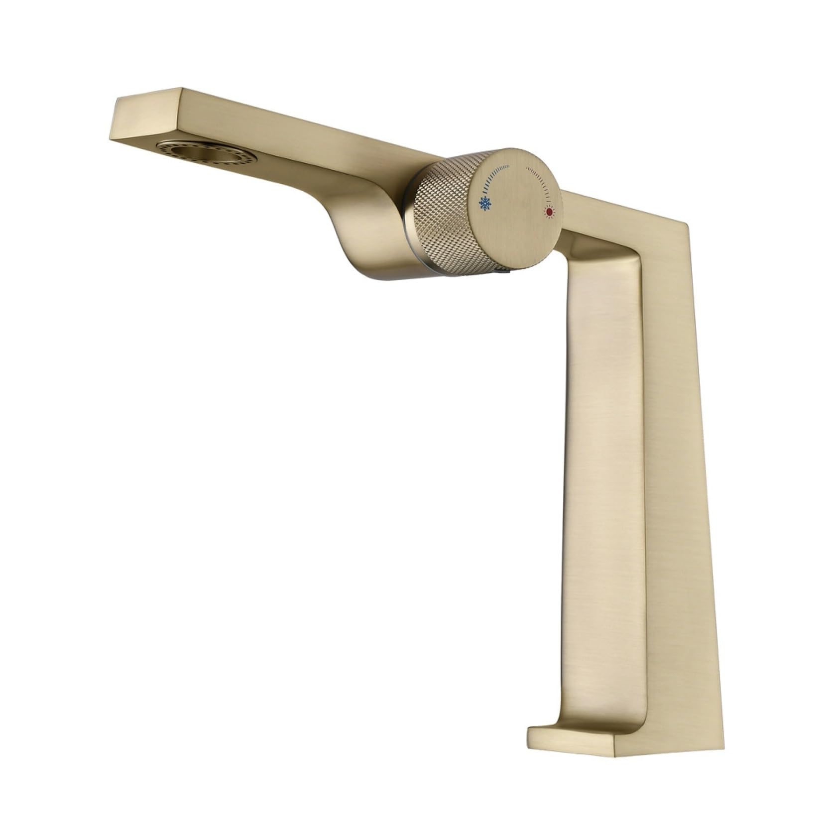 Mitigeur de lavabo haut de gamme avec bouton design et commande d'eau double contrôle or