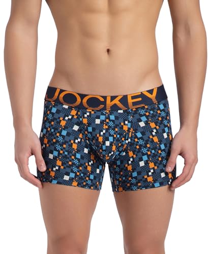 Image of Jockey FP23 Men's Super Combed Cotton Elastane Stretch Printed Trunk with Ultrasoft Waistband