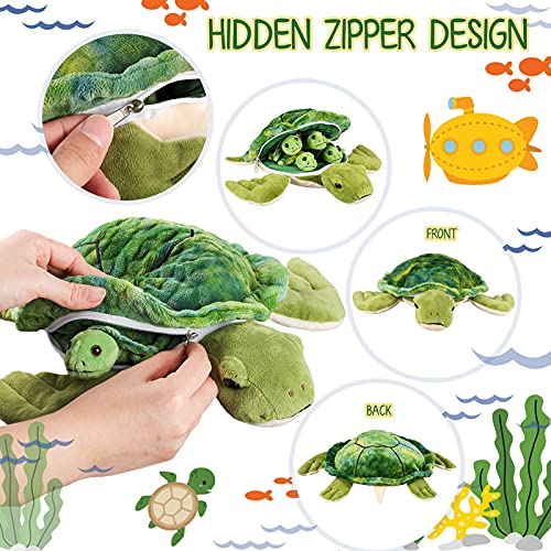 Aoriher Kuscheltier Schildkröte 12 Zoll mit 4 Stücke Kleine Plüsch Weicher Meer Stofftier Mini Spielzeug Dekokissen für Geburtstag Dekoration