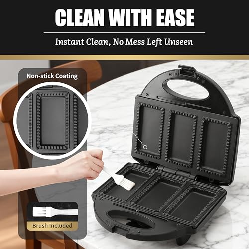Image of FineMade Electric Mini Pocket Pie Maker Machine with Crust Cutter, Pocket Pie Iron Press with Non Stick Surface, Ideal for Hot Chicken Pockets Pizza Pockets Grilled Cheese Sandwiches and More