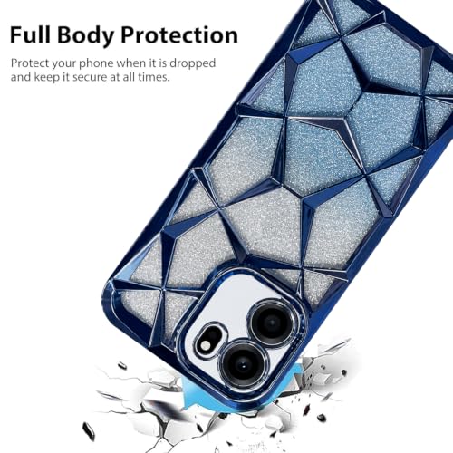 Image of VONZEE Gradient Glitter Case for Oneplus Nord Ce6, Luxury Electroplated 3D Cube, Diamond Bling Shiny Soft TPU Clear Shockproof Women Girls Protective Phone Cover (Sierra)