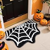 Halloween Deko Fußmatte, Halloween Kürbis Deko Fussmatte, Saugfähig Geist Fledermaus Spinnennetz Fußmatte, Helloween Deko Haustür Badematte, rutschfest Teppich für Badezimmer Küche Dekoration (C)