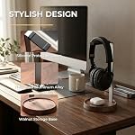 muso wood Walnut Desktop Headphone Stand with Storage Base - Image 4