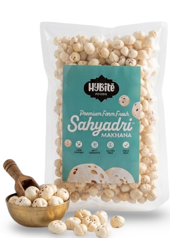 Image of Hybite 4 Sutta Phool Makhana 1000gm | Farm Fresh Handpicked 4 Sutta Size High Protein Fox Nuts /Lotus Seeds | No added Preservatives & No artificial Flavours | High Protein & Fiber