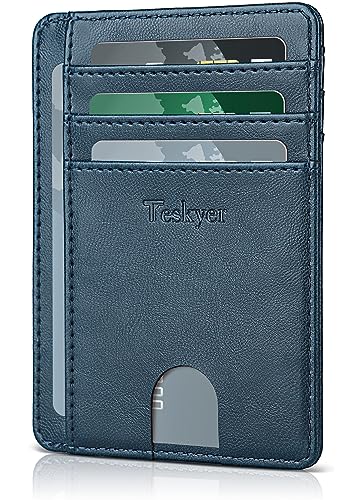 Image of Teskyer Slim Minimalist Wallet for Men, RFID Front Pocket Card Holder | Ultra Slim Front Pocket Design, 8 Card Slots, RFID Protection, Smooth Faux Leather for Everyday Carry