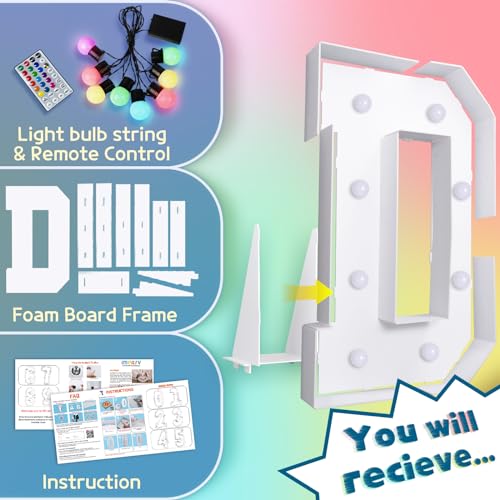 Image of Imprsv Colorful 3FT Marquee Letters D, 18 Colors Large Light up Letters