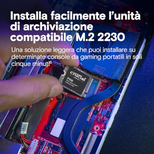 P310 SSD 1TB PCIe Gen4 NVMe M.2 2230, Fino a 7.100 MB/s, Compatibile con Steam Deck, ASUS ROG Ally, MSI Claw & Microsoft Surface - CT1000P310SSD2 - Hdd - Immagine 5