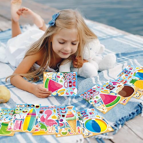 Image of Summer Stickers, Make a Face Sticker, Hawaii Luau DIY Craft Activities