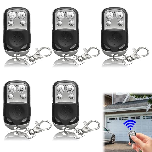 5 PCS Garage Door Remote Fob 433MHz Universal Garage Door Remote with 4 Buttons Garage Remote Control Key Fob for Garagee Doors Roller Shutters Electric Gates