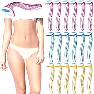 16 Pieces Bikini Disposable Razors for Women Durable Travel Accessories Pubic Hair Removal Beauty Razor T-Type Razor Bikini Line Trimmer for Body Cosmetic Tool (Rose Red, Blue, Yellow)