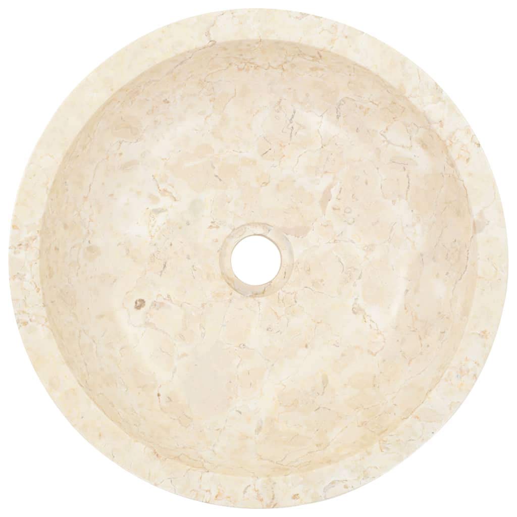 Festnight Lavabo Salle de Bain a Poser Vasque à Poser de Salle de Bain Évier en Marbre 40 x 12 cm Crème