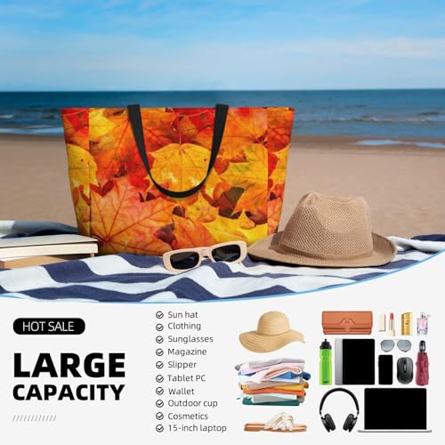 Grand sac fourre-tout feuilles d'érable idéal pour vos sorties plage