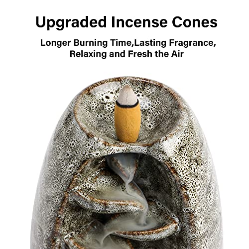 Famiry Ceramic Backflow Waterfall Incense Burner, Incense Waterfall Burner, With 120 Backflow Incense Cones, 30 Incense Sticks, 1 Mat, Aromatherapy Ornament Home Decor #TOP5