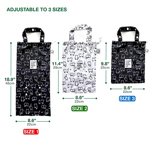 Flock Three 2Pcs Hanging Car Trash Bag Collapsible Small Waterproof Auto Trash Can W/Velcor Cute Polyester Bag For Automotive Front-Seat Headrest 5 Liters (Bnw Cat) #TOP3