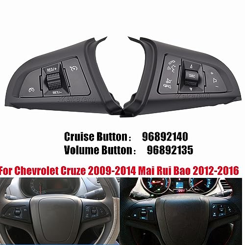 Steering Wheel Cruise Control Switch 2pcs Multifunction Auto Cruise Switch Button Kit Replacement for Cruze 2009-2014 for Mai Rui Bao 2012-2016