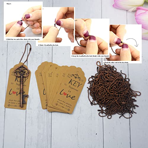 Aokbean 52Pcs Vintage Skeleton Key Bottle Opener Party Favor Wedding Favor Guest Souvenir Gift Set With Escort Thank You Tag Card And Keychain(Antique Copper) #TOP5