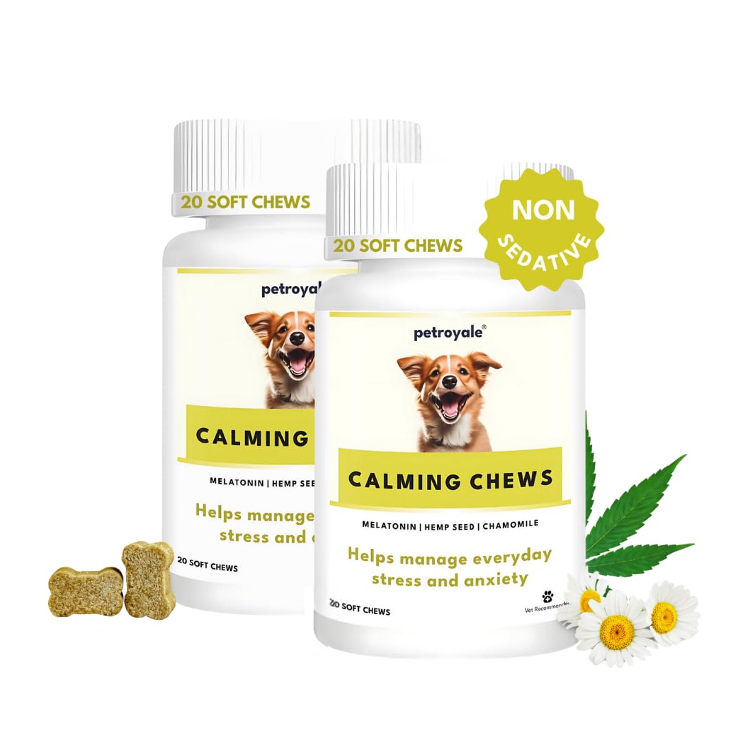 Petroyale Calming Chews for Dogs with Hemp Seed Oil - Anti-Anxiety Supplement for Dogs - Reduces Stress & Aggression in Dogs - Dog Behavioral Management - Natural Gentle Solution | Pack of 2 (B0D317VFPS) Amazon Price History, Amazon Price Tracker