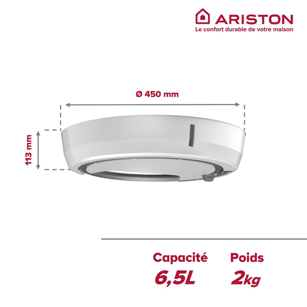 Ariston - Vaschetta Raccogli Condensa per Scaldabagno Elettrico Lydos Hybrid, Accessorio Fai da Te per Boiler Elettrico Ibrido con Pompa di Calore, Maggior Risparmio, 45x45x11.3 cm