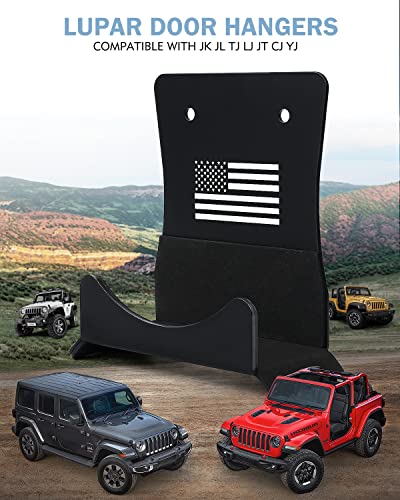 Lupar America Flag Storage Door Hangers, Aluminum Wall-Mounted Removable Door Storage Rack Holder With Rubber Lining Compatible With 1956-2021 Jeep Wrangler Cj Yj Tj Lj Jk Jku Jl Jlu - 4Pack #TOP6