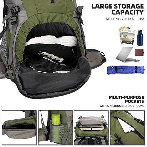 Image of King'sGuard 70L Hiking Backpack with Rain Cover Lightweight Waterproof Travel Camping Backpack Large Backpacking Pack