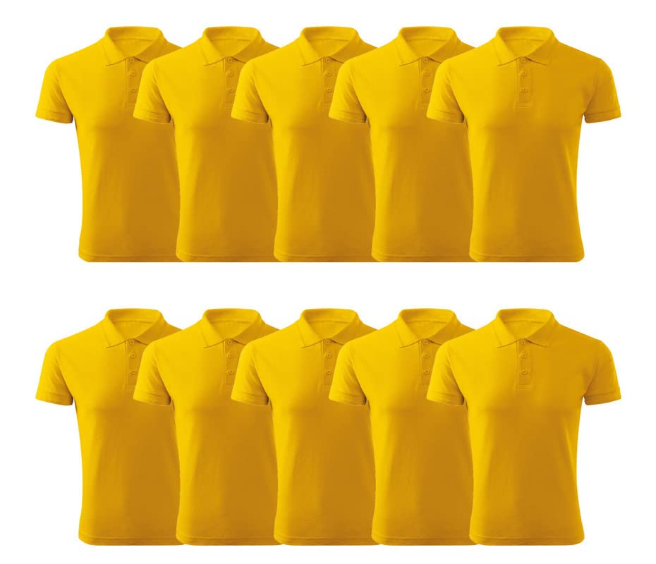 MoneysaversPack of 10 Pcs Men's Regular-Fit Golf Polo T-shirt Pure Cotton Short Sleeve 220 GSM Basic Colors