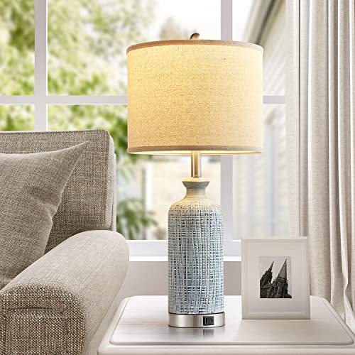 Ireliare Living Room Lamps Set of 2, 27" Touch Lamps for Nightstand with USB A+C Ports, Modern Farmhouse Table Lamps for Bedroom, 2 Bulbs Included - Image 4