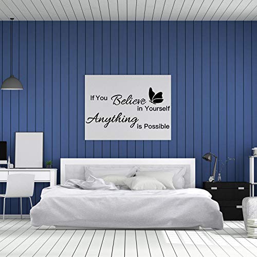 2 Sheets Vinyl Wall Quotes Stickers Ability Motivation Attitude Believe In Yourself Inspirational Saying Home Decals Quote Home Decor For Office School Classroom Teen Dorm Room Wall Decal (Black) #TOP5